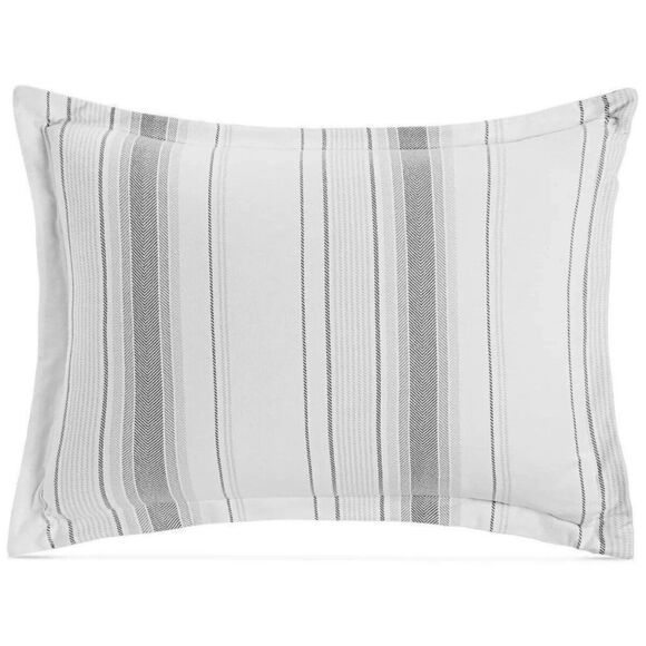 Martha Stewart Collection Scandi Stripe Sham, King, Gray - Picture 1 of 2